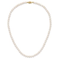 14K Yellow Gold 4-5mm White Near-Round Freshwater Cultured Pearl Necklace, 16" view 4