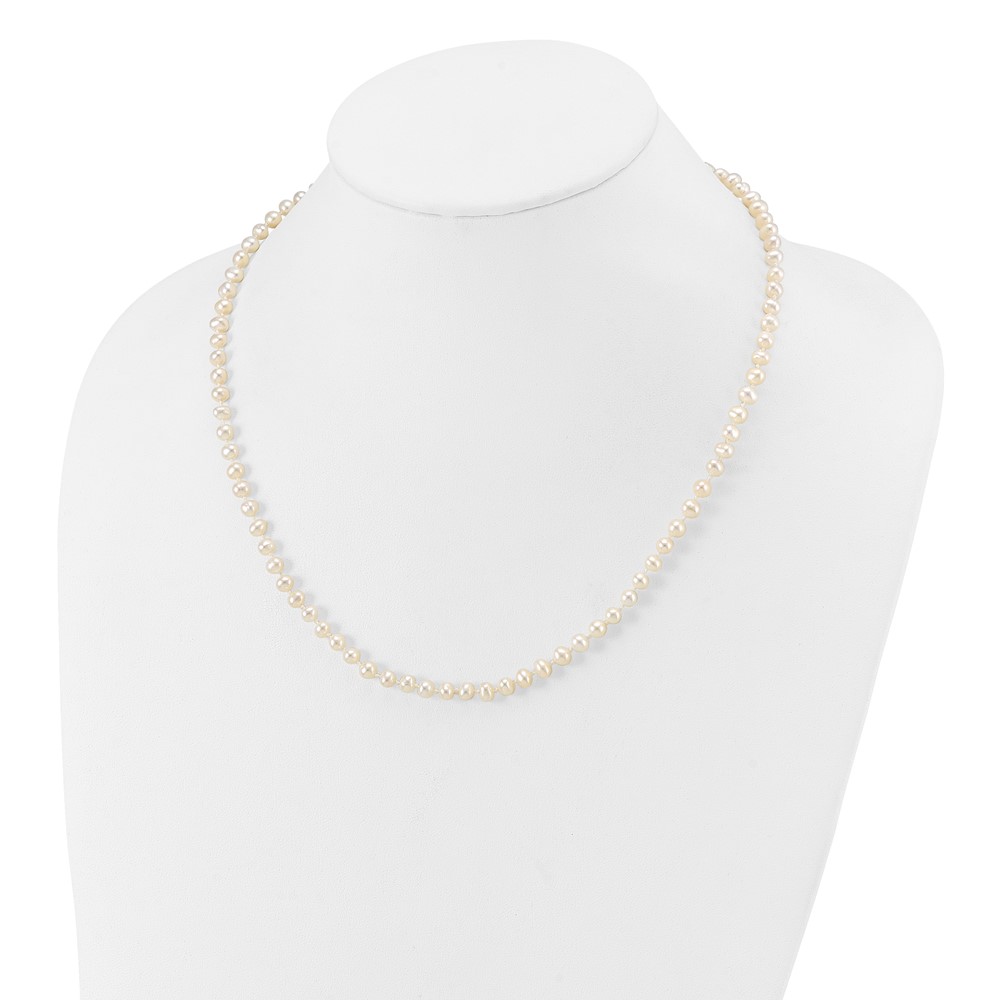 14k 4-5mm White Near-Round Freshwater Cultured Pearl 18 inch Necklace (WPN040-18)