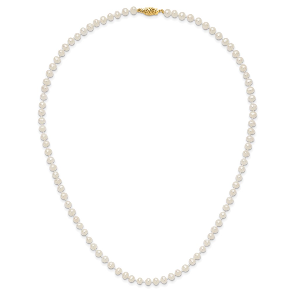 14k 4-5mm White Near-Round Freshwater Cultured Pearl 18 inch Necklace (WPN040-18)
