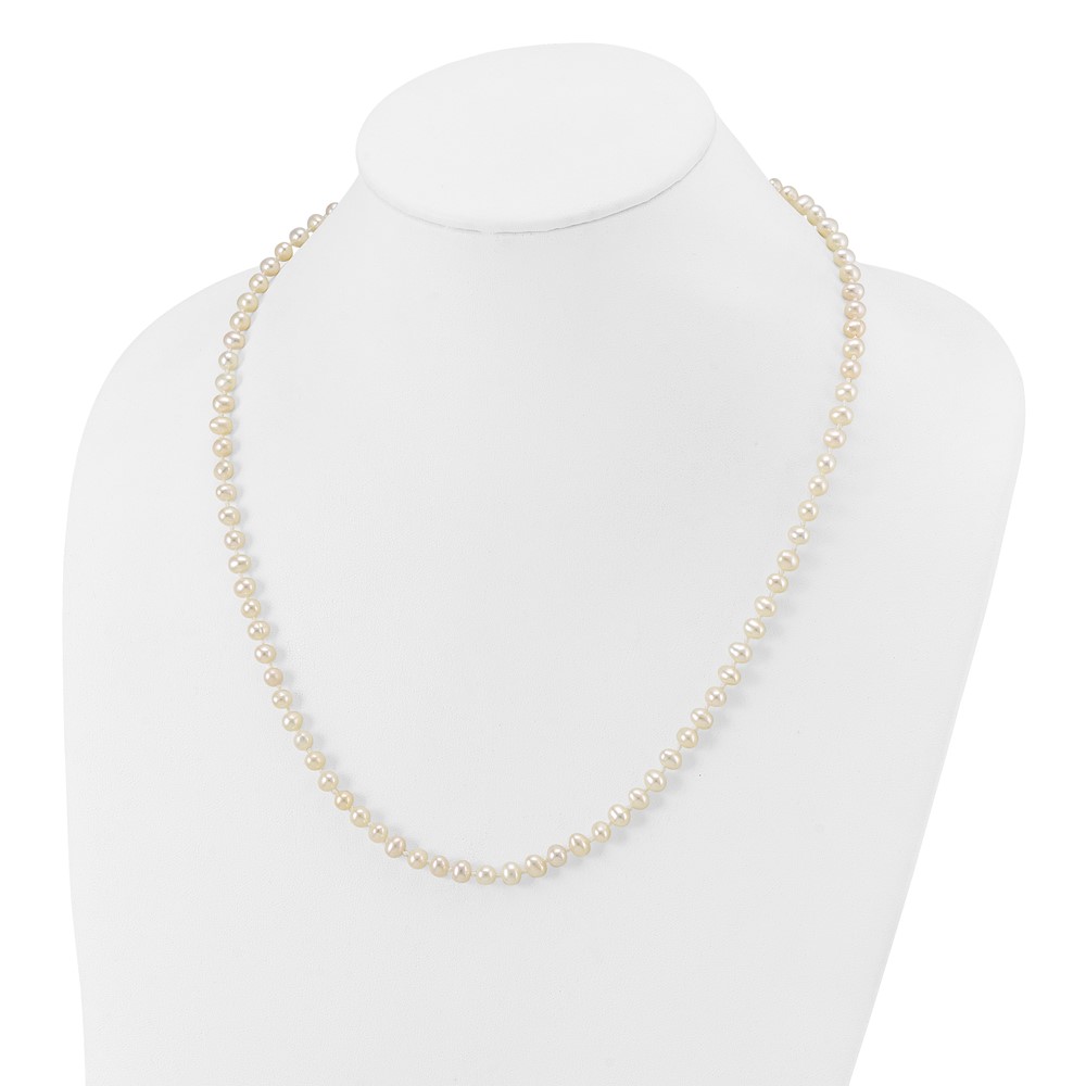 14k 4-5mm White Near-Round Freshwater Cultured Pearl 20 inch Necklace (WPN040-20)