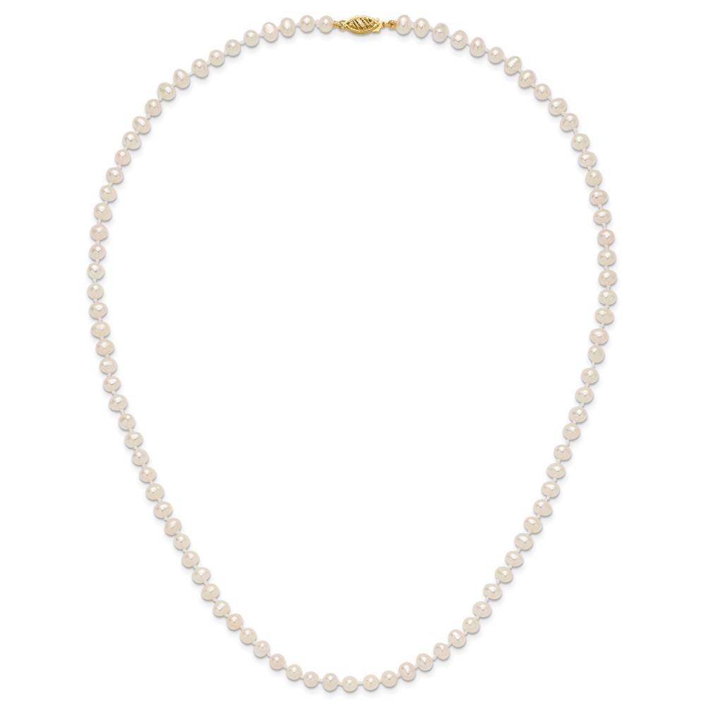 14k 4-5mm White Near-Round Freshwater Cultured Pearl 20 inch Necklace (WPN040-20)