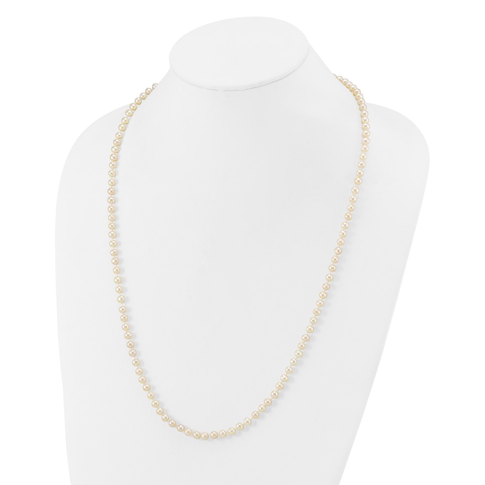 14k 4-5mm White Near-Round Freshwater Cultured Pearl 24 inch Necklace (WPN040-24)