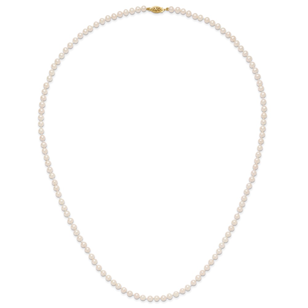 14k 4-5mm White Near-Round Freshwater Cultured Pearl 24 inch Necklace (WPN040-24)