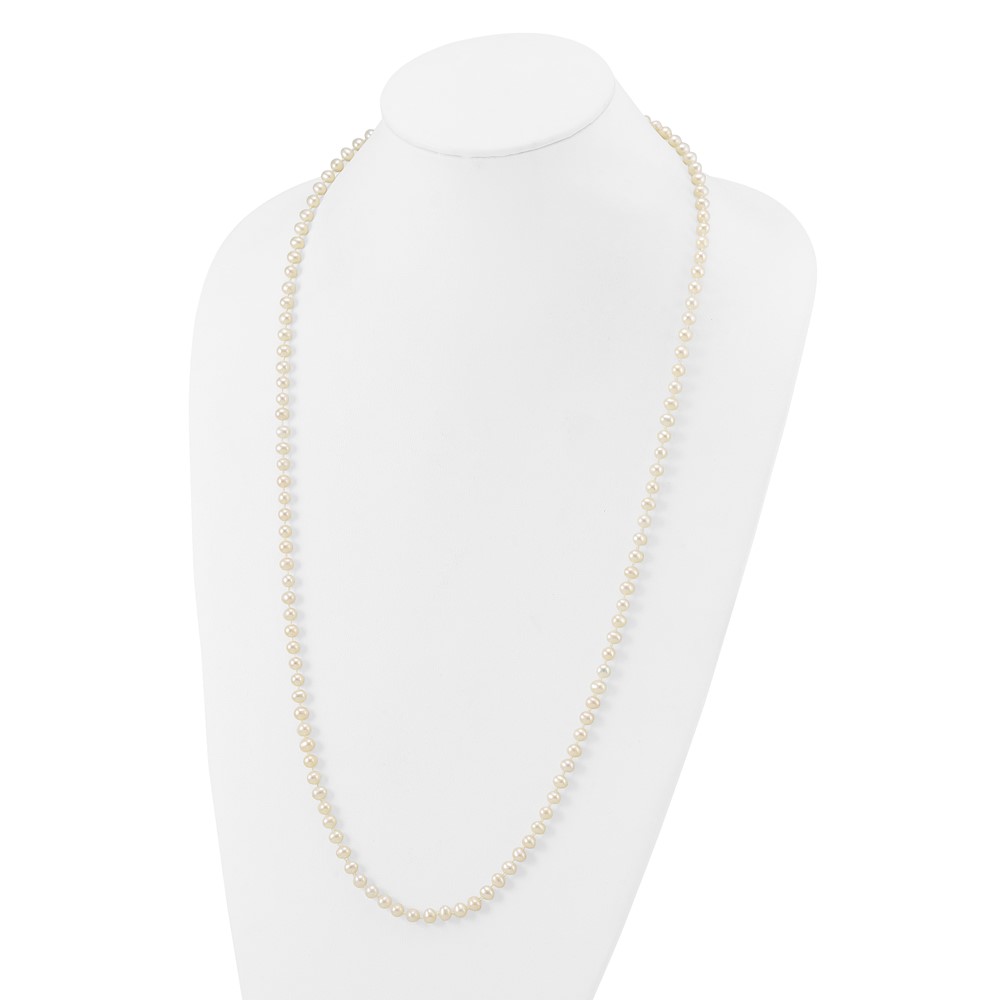 14k 4-5mm White Near-Round Freshwater Cultured Pearl 28 inch Necklace (WPN040-28)