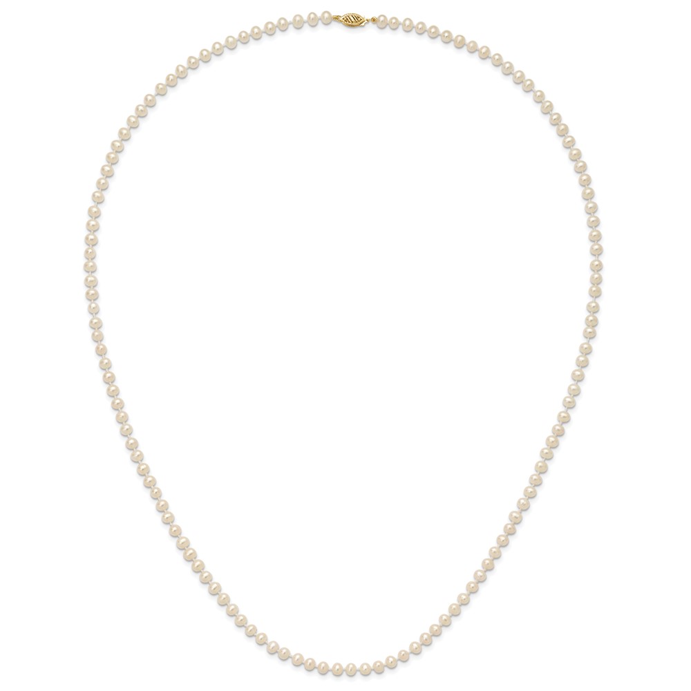14k 4-5mm White Near-Round Freshwater Cultured Pearl 28 inch Necklace (WPN040-28)