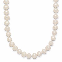 14K Yellow Gold 4-5mm White Near-Round Freshwater Cultured Pearl Necklace, 16" view 1