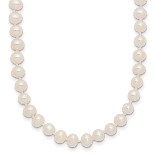 14K Yellow Gold 4-5mm White Near-Round Freshwater Cultured Pearl Necklace, 16"
