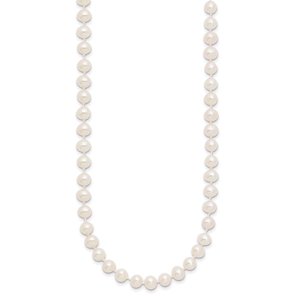 14k 5-6mm White Near-Round Freshwater Cultured Pearl 24 inch Necklace (WPN050-24)