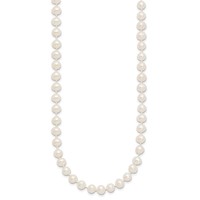 14K Yellow Gold 5-6mm White Near-Round Freshwater Cultured Pearl Necklace, 16" view 2