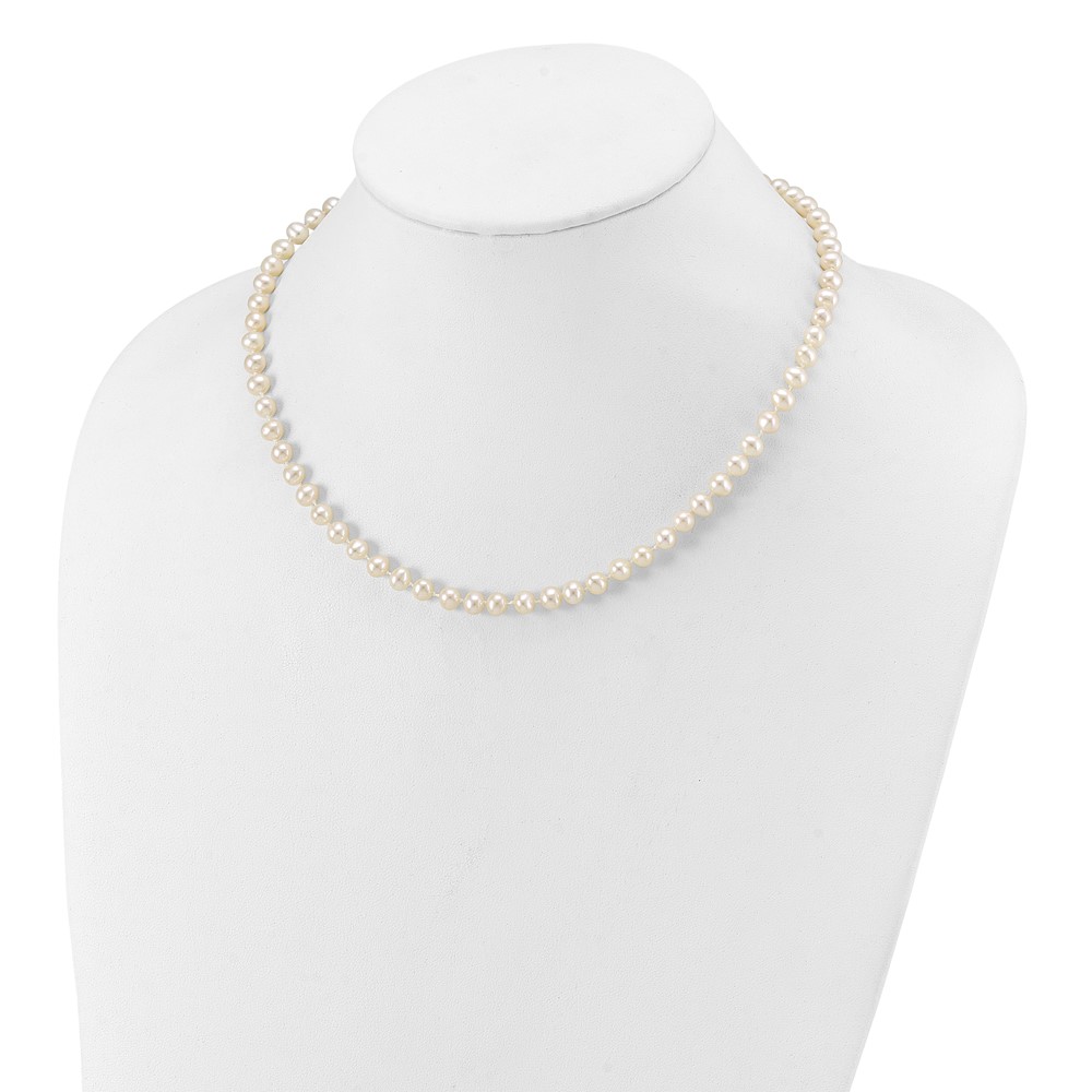 14k 5-6mm White Near-Round Freshwater Cultured Pearl 16 inch Necklace (WPN050-16)