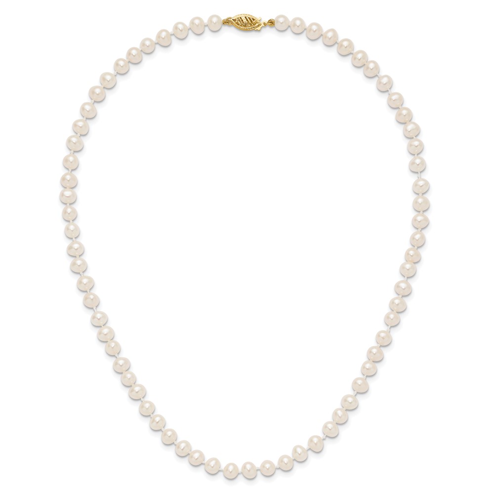 14k 5-6mm White Near-Round Freshwater Cultured Pearl 16 inch Necklace (WPN050-16)
