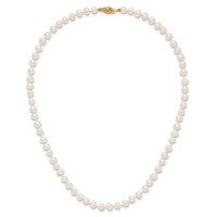 14K Yellow Gold 5-6mm White Near-Round Freshwater Cultured Pearl Necklace, 16" view 4