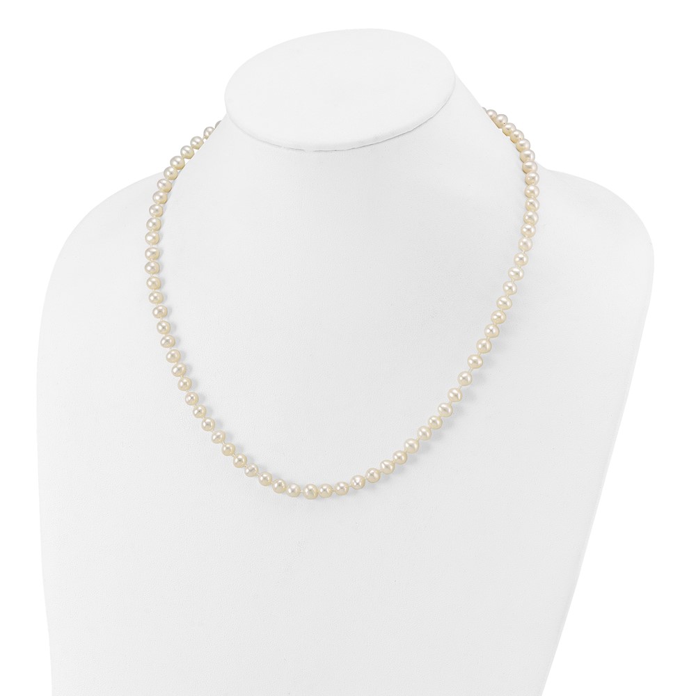 10k 5-6mm White Near-Round Freshwater Cultured Pearl 18 inch Necklace (10WPN050-18)