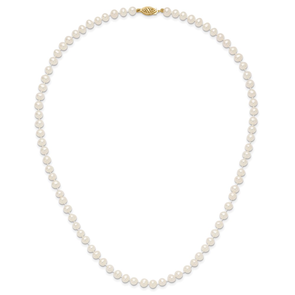 10k 5-6mm White Near-Round Freshwater Cultured Pearl 18 inch Necklace (10WPN050-18)
