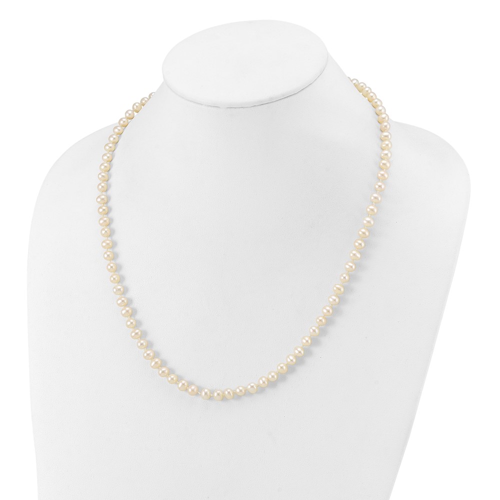 14k 5-6mm White Near-Round Freshwater Cultured Pearl 20 inch Necklace (WPN050-20)