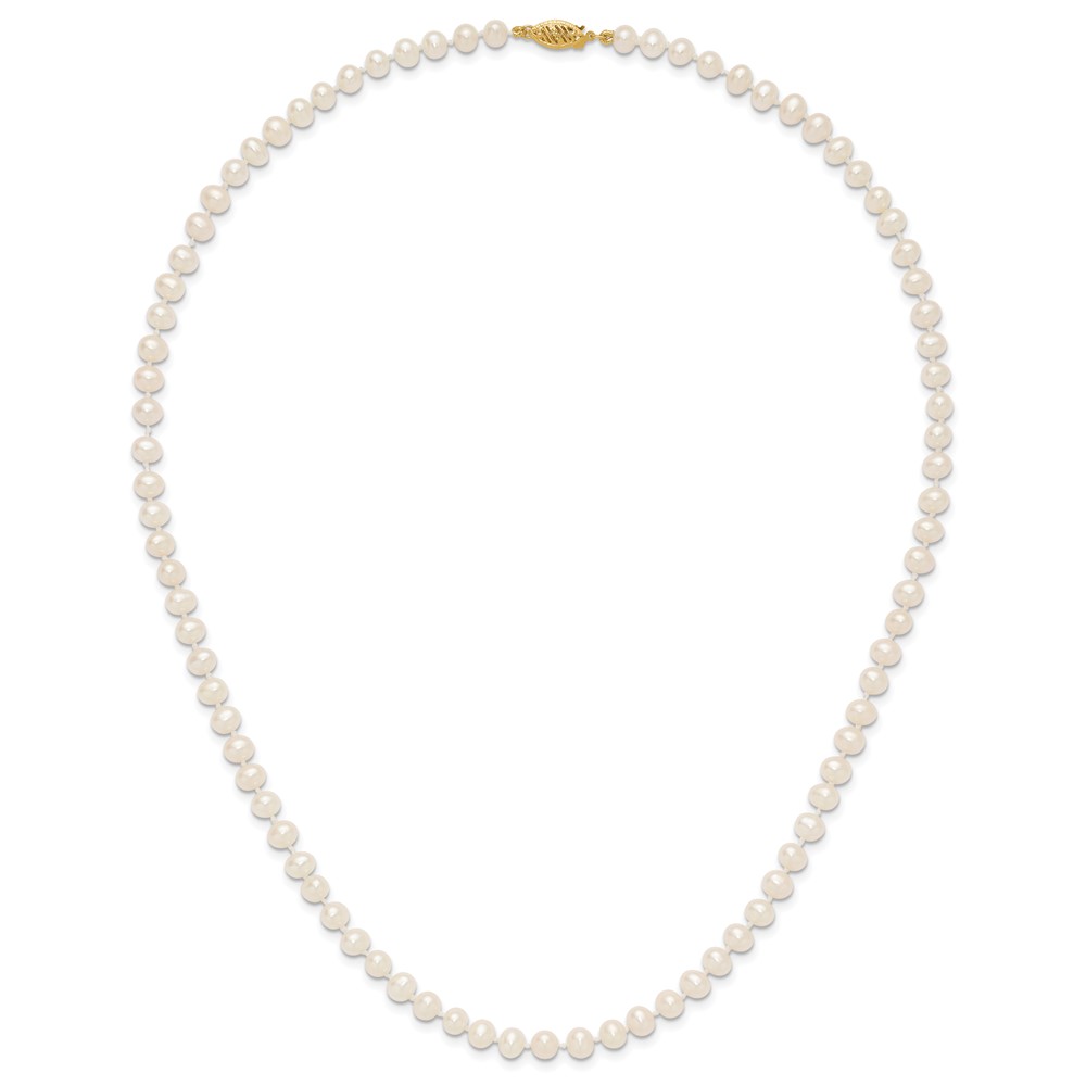 14k 5-6mm White Near-Round Freshwater Cultured Pearl 20 inch Necklace (WPN050-20)