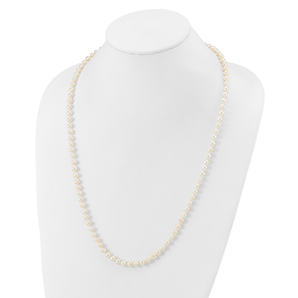 14k 5-6mm White Near-Round Freshwater Cultured Pearl 24 inch Necklace (WPN050-24)