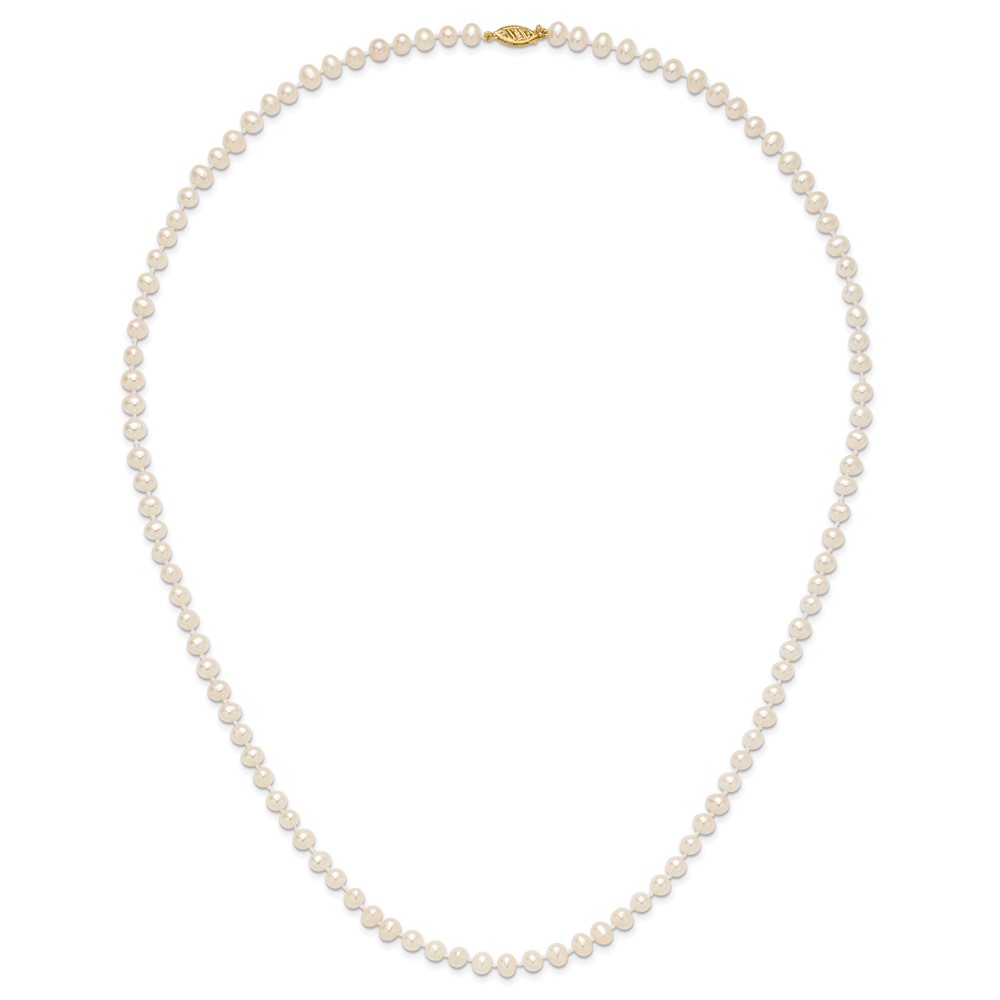 14k 5-6mm White Near-Round Freshwater Cultured Pearl 24 inch Necklace (WPN050-24)