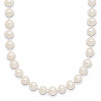 14K Yellow Gold 5-6mm White Near-Round Freshwater Cultured Pearl Necklace, 16" view 1