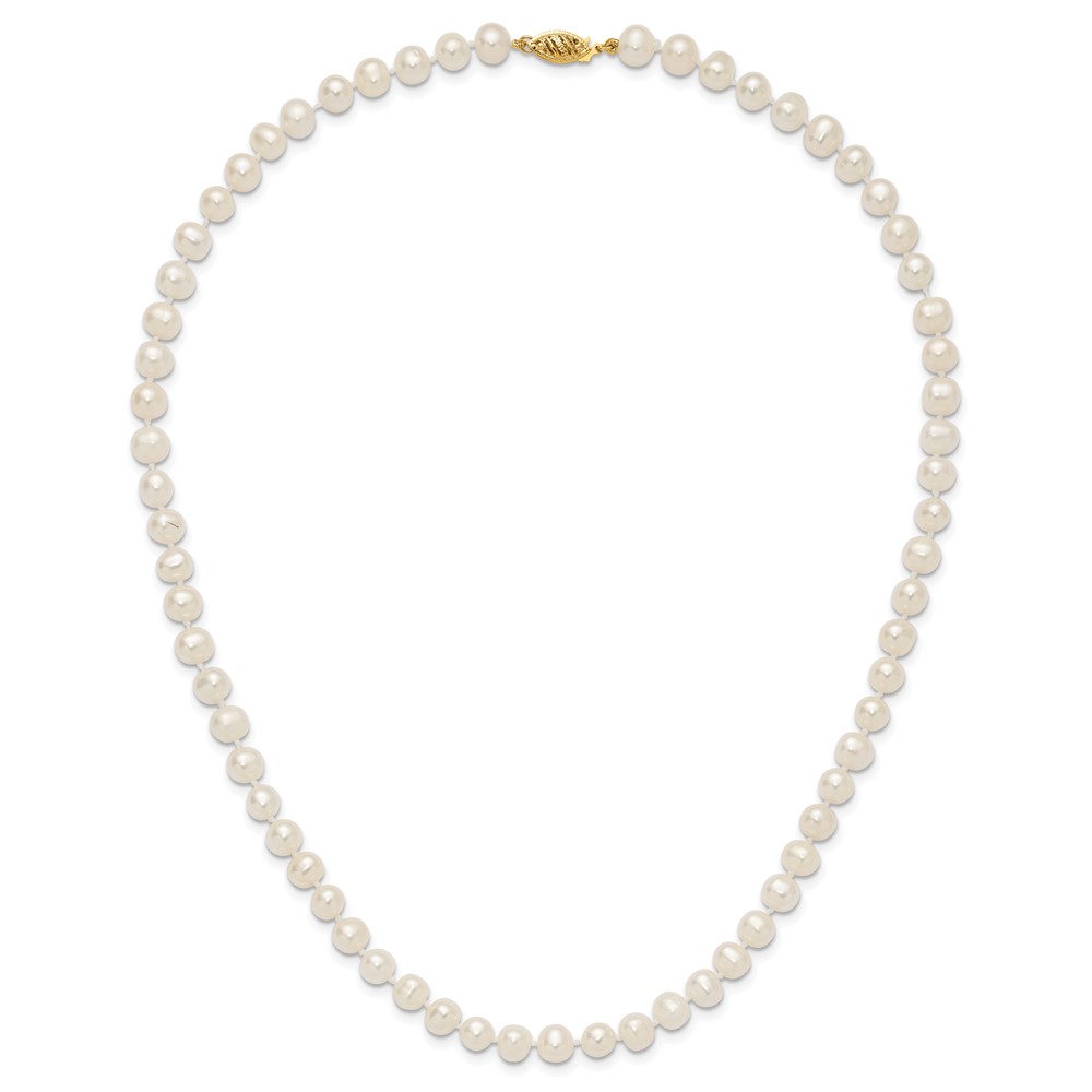 10k 6-7mm White Near-Round Freshwater Cultured Pearl 18 inch Necklace (10WPN060-18)