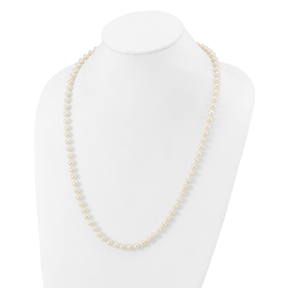 10k 6-7mm White Near-Round Freshwater Cultured Pearl 24 inch Necklace (10WPN060-24)