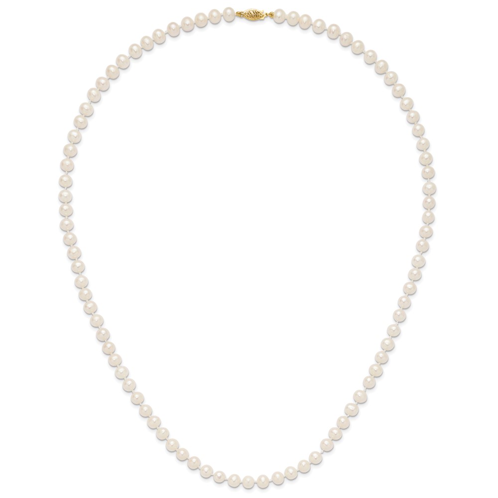 10k 6-7mm White Near-Round Freshwater Cultured Pearl 24 inch Necklace (10WPN060-24)