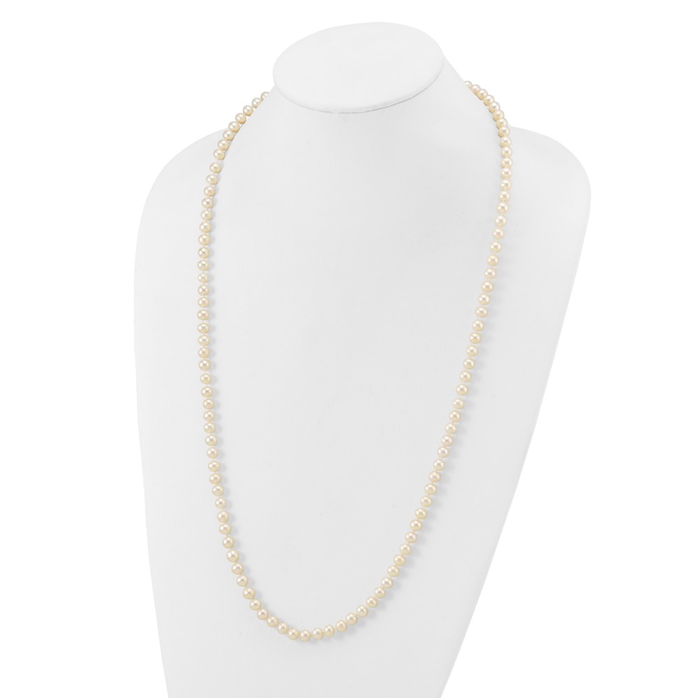 14k 6-7mm White Near-Round Freshwater Cultured Pearl 28 inch Necklace (WPN060-28)