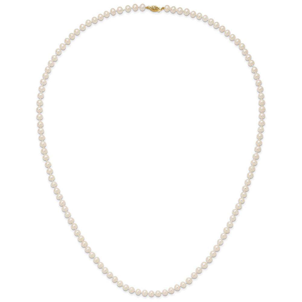 14k 6-7mm White Near-Round Freshwater Cultured Pearl 28 inch Necklace (WPN060-28)