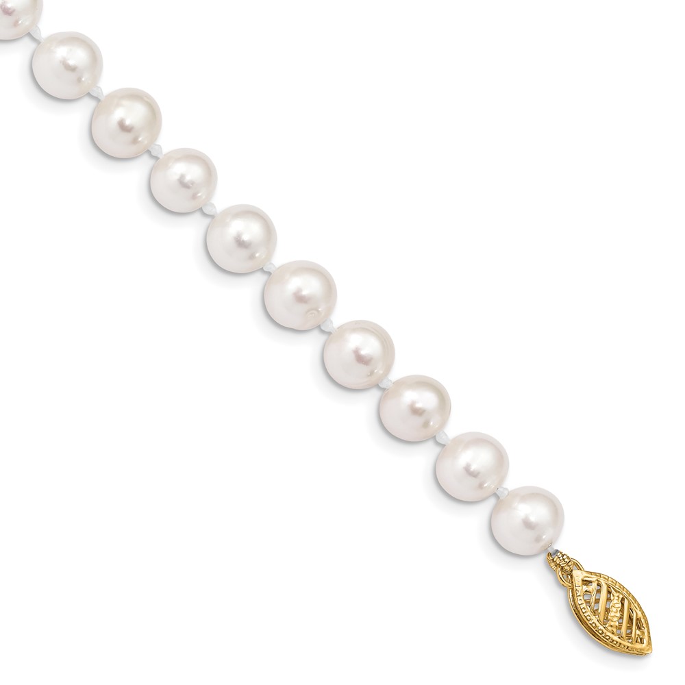 14k 6-7mm White Near-Round Freshwater Cultured Pearl 7.5 inch Bracelet (WPN060-7.5)
