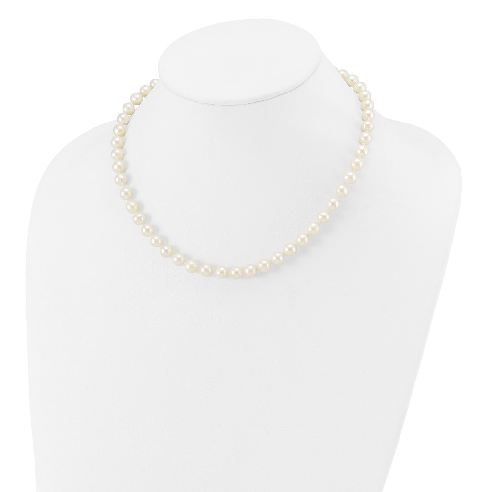 14k 7-8mm White Near-Round Freshwater Cultured Pearl 16 inch Necklace (WPN070-16)