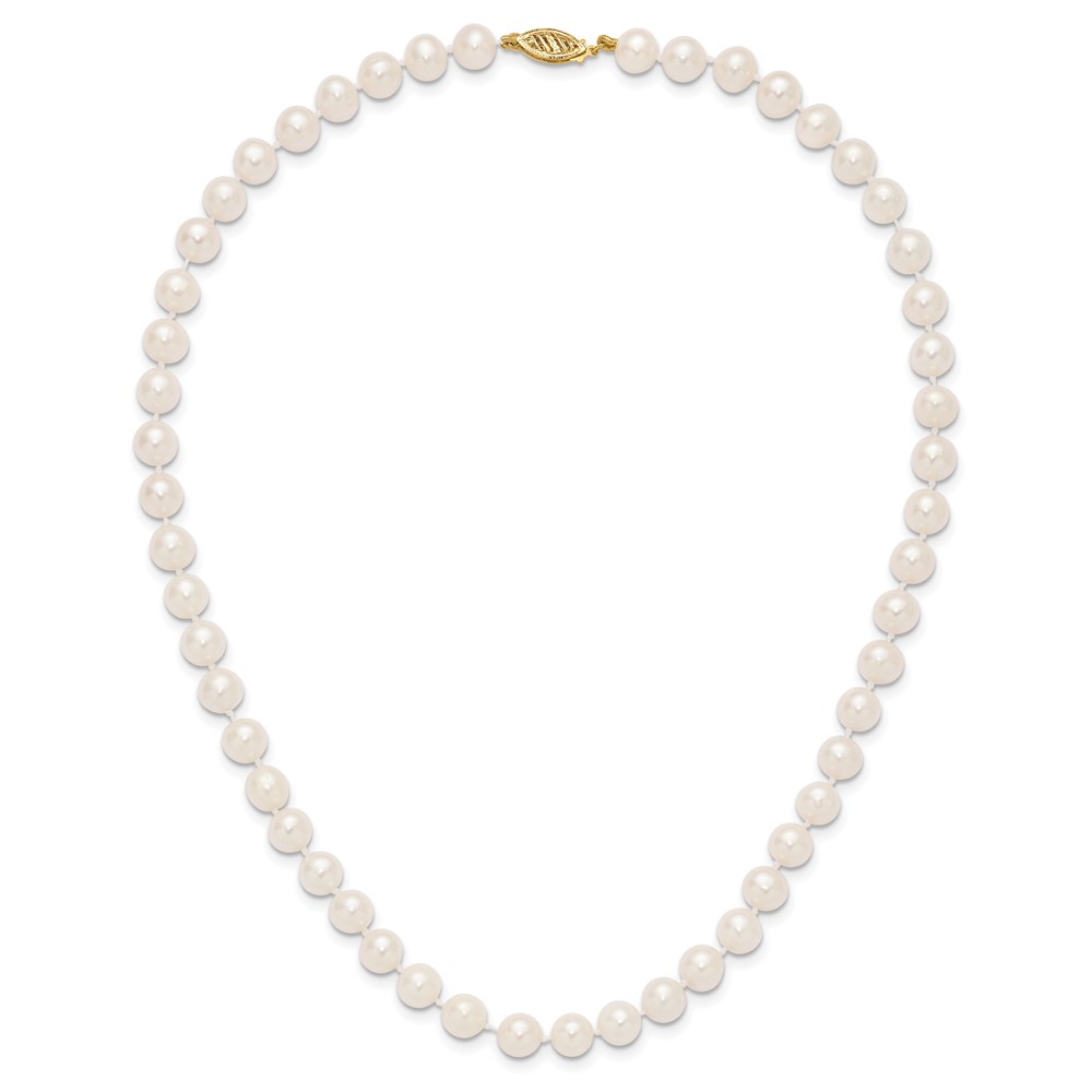 14k 7-8mm White Near-Round Freshwater Cultured Pearl 16 inch Necklace (WPN070-16)