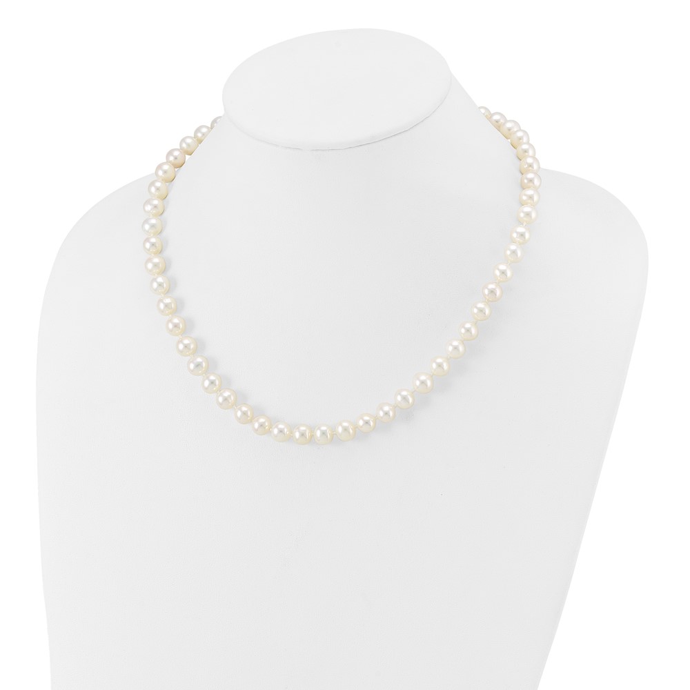 14k 7-8mm White Near-Round Freshwater Cultured Pearl 18 inch Necklace (WPN070-18)