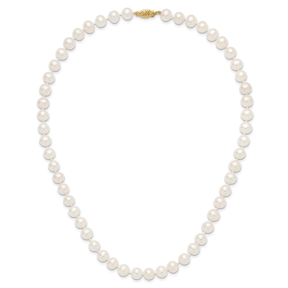 14k 7-8mm White Near-Round Freshwater Cultured Pearl 18 inch Necklace (WPN070-18)