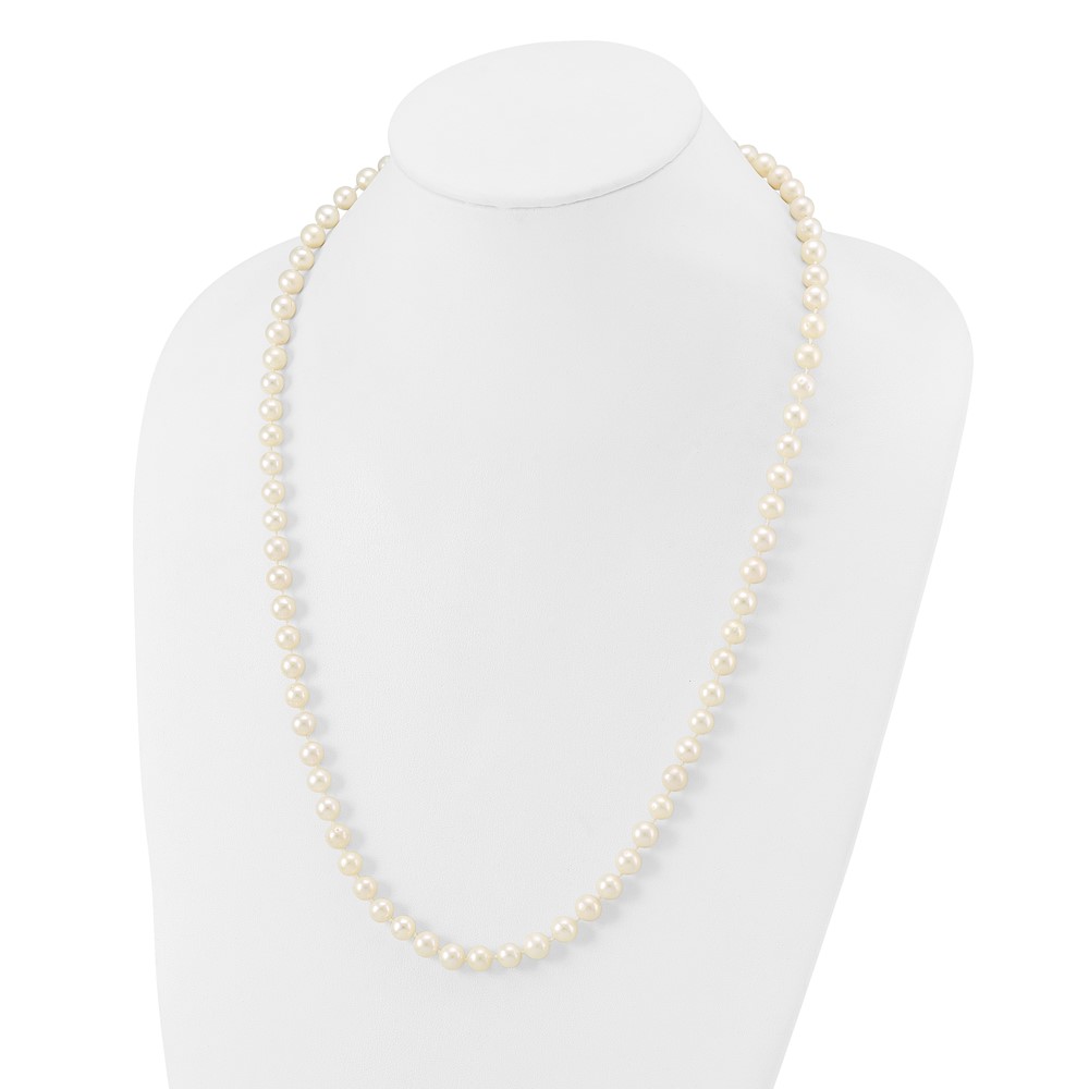14k 7-8mm White Near-Round Freshwater Cultured Pearl 24 inch Necklace (WPN070-24)