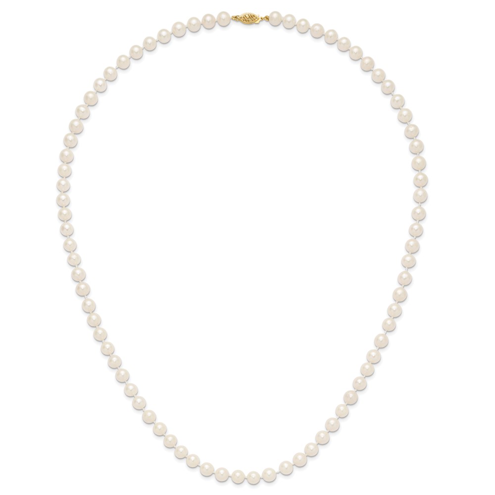 14k 7-8mm White Near-Round Freshwater Cultured Pearl 24 inch Necklace (WPN070-24)