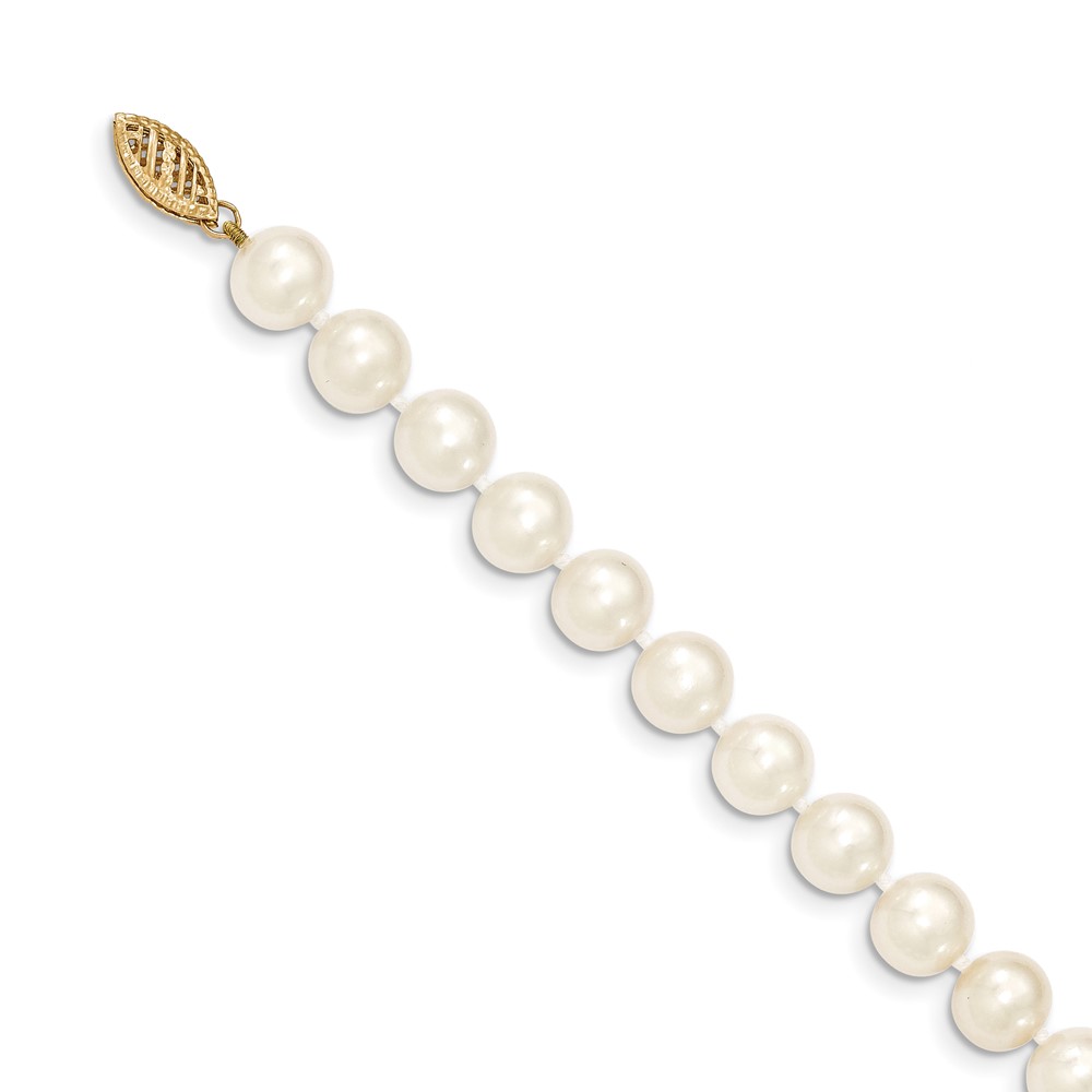 14k 8-9mm White Near-Round Freshwater Cultured Pearl 24 inch Necklace (WPN080-24)