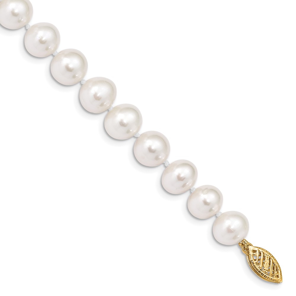 14k 8-9mm White Near-Round Freshwater Cultured Pearl 7.5 inch Bracelet (WPN080-7.5)