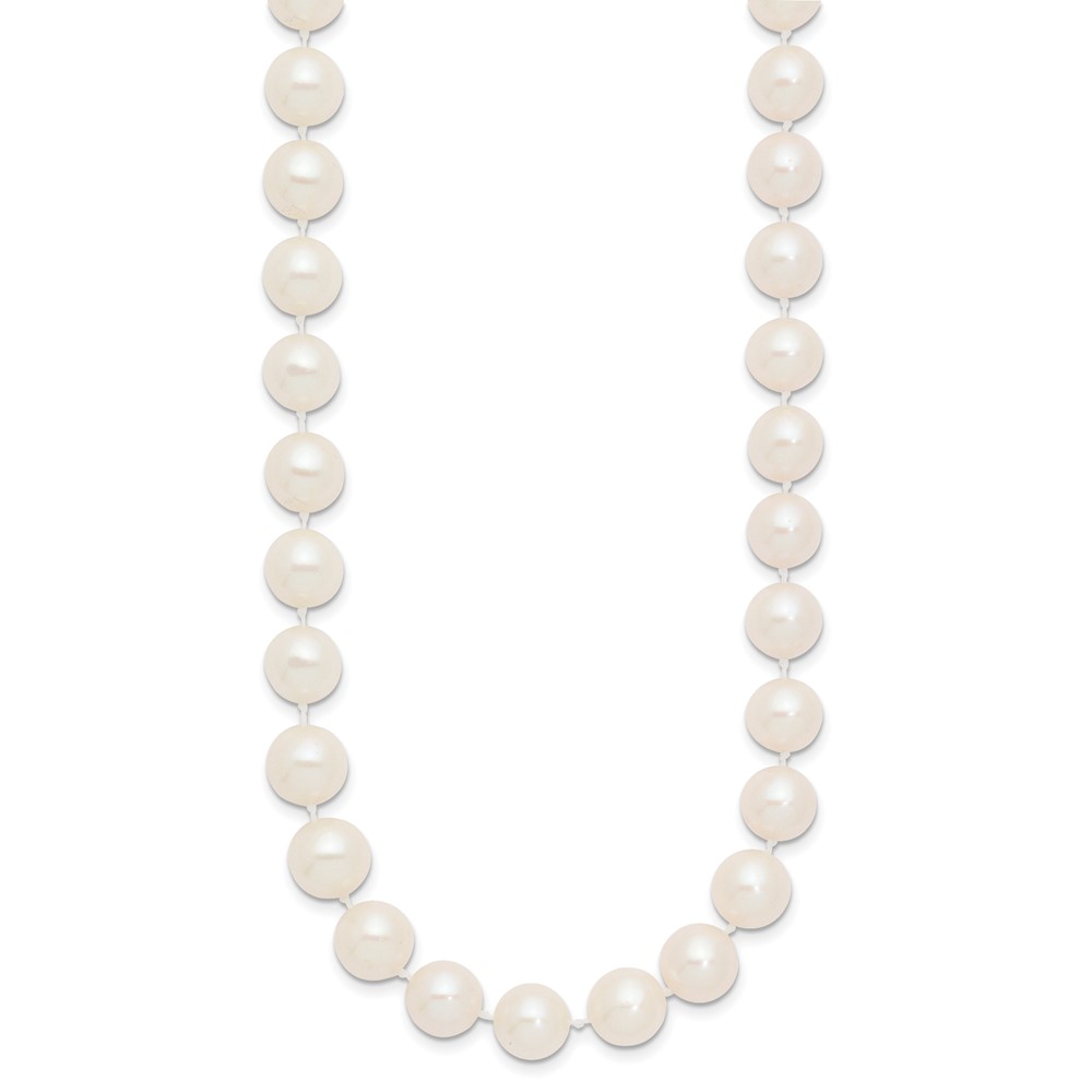 14k 9-10mm White Near-Round Freshwater Cultured Pearl 20 inch Necklace (WPN090-20)