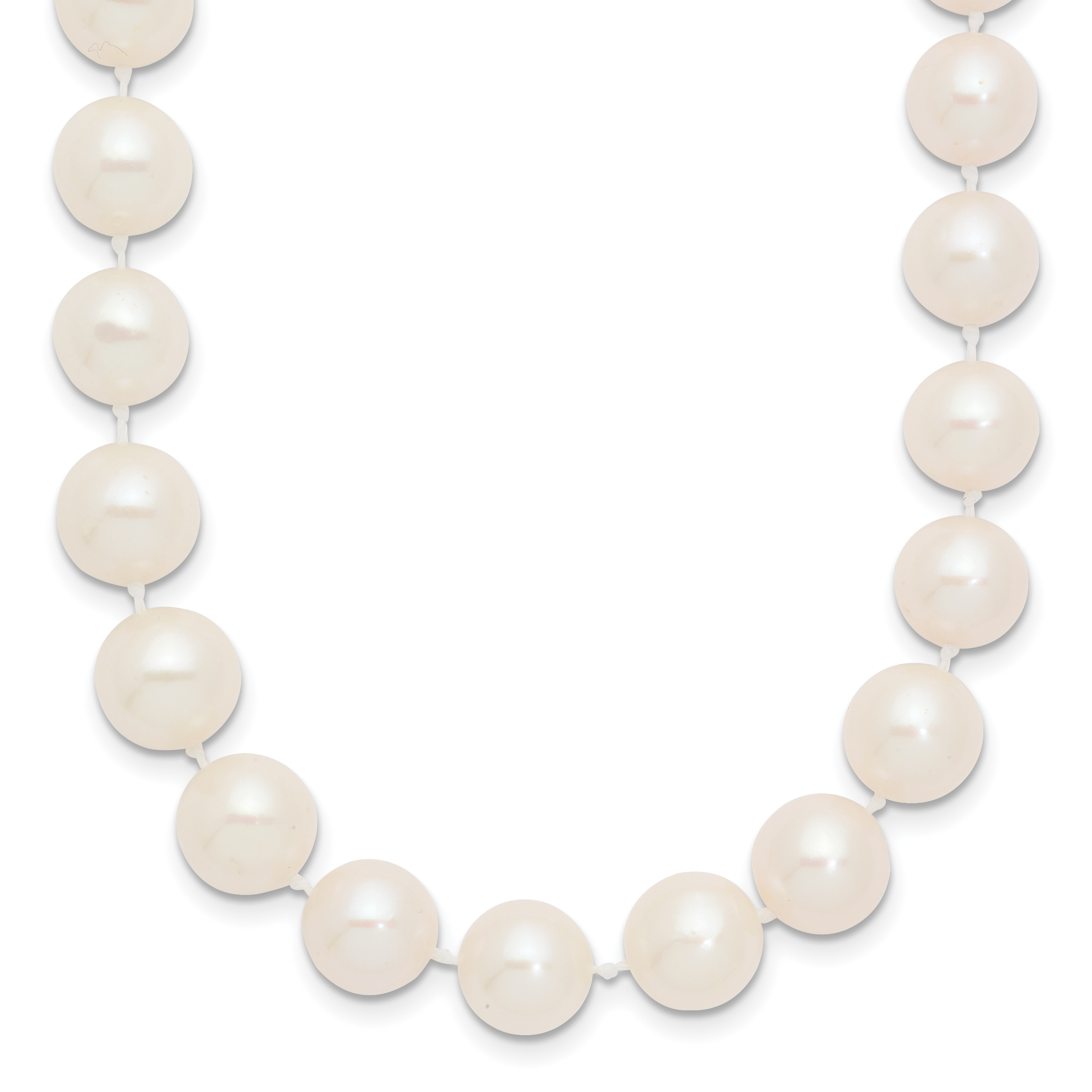 14k 9-10mm White Near-Round Freshwater Cultured Pearl 18 inch Necklace (WPN090-18)