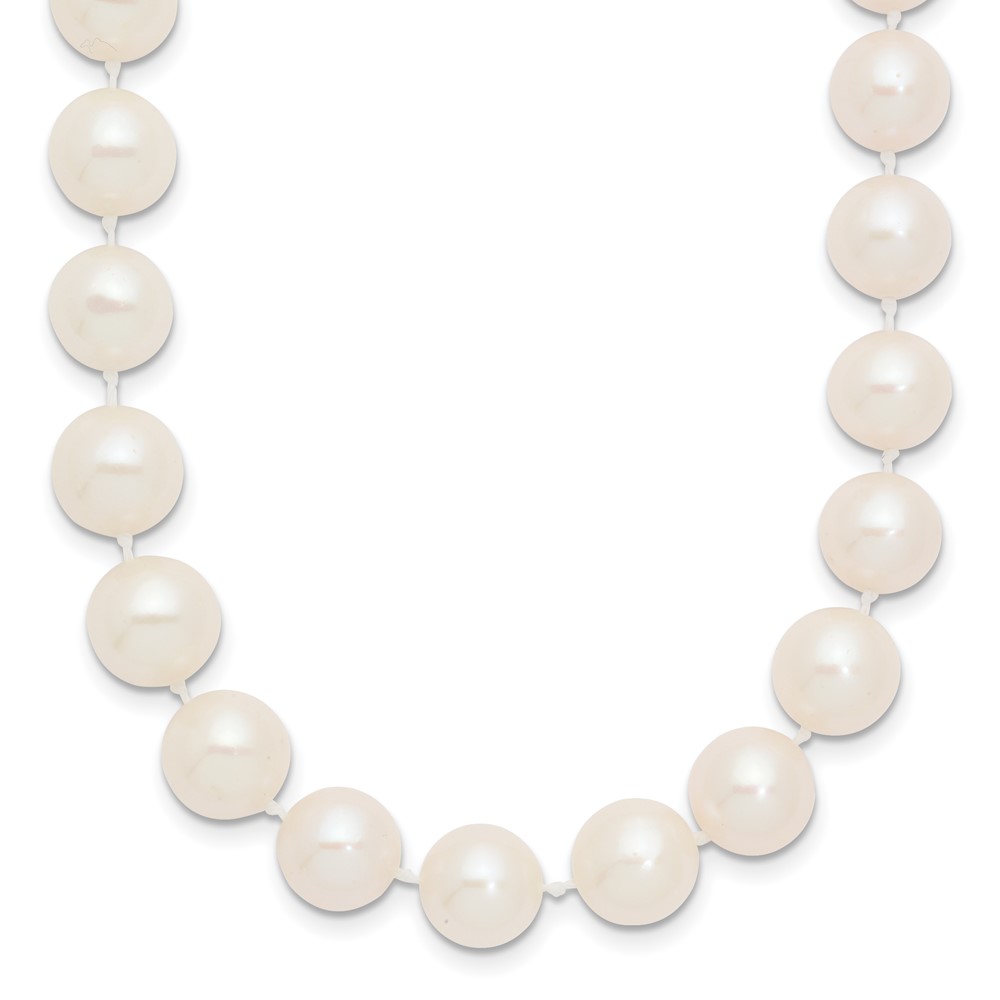 14k 9-10mm White Near-Round Freshwater Cultured Pearl 18 inch Necklace (WPN090-18)