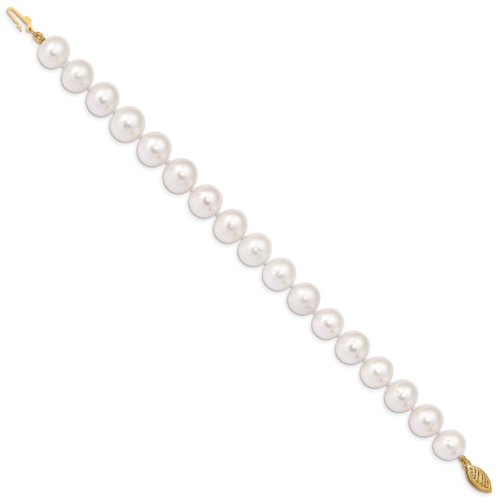 14k 10-11mm White Near-Round Freshwater Cultured Pearl 7.5 inch Bracelet (WPN100-7.5)