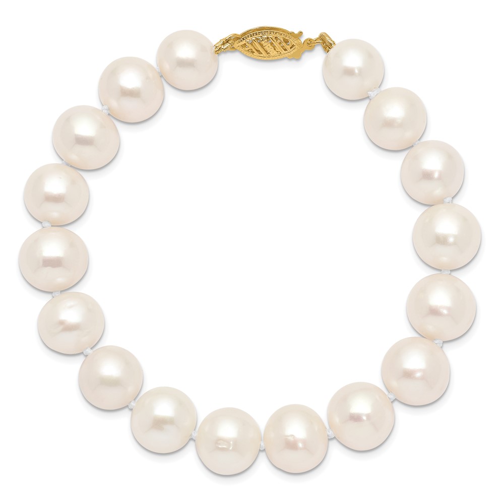 14k 10-11mm White Near-Round Freshwater Cultured Pearl 7.5 inch Bracelet (WPN100-7.5)