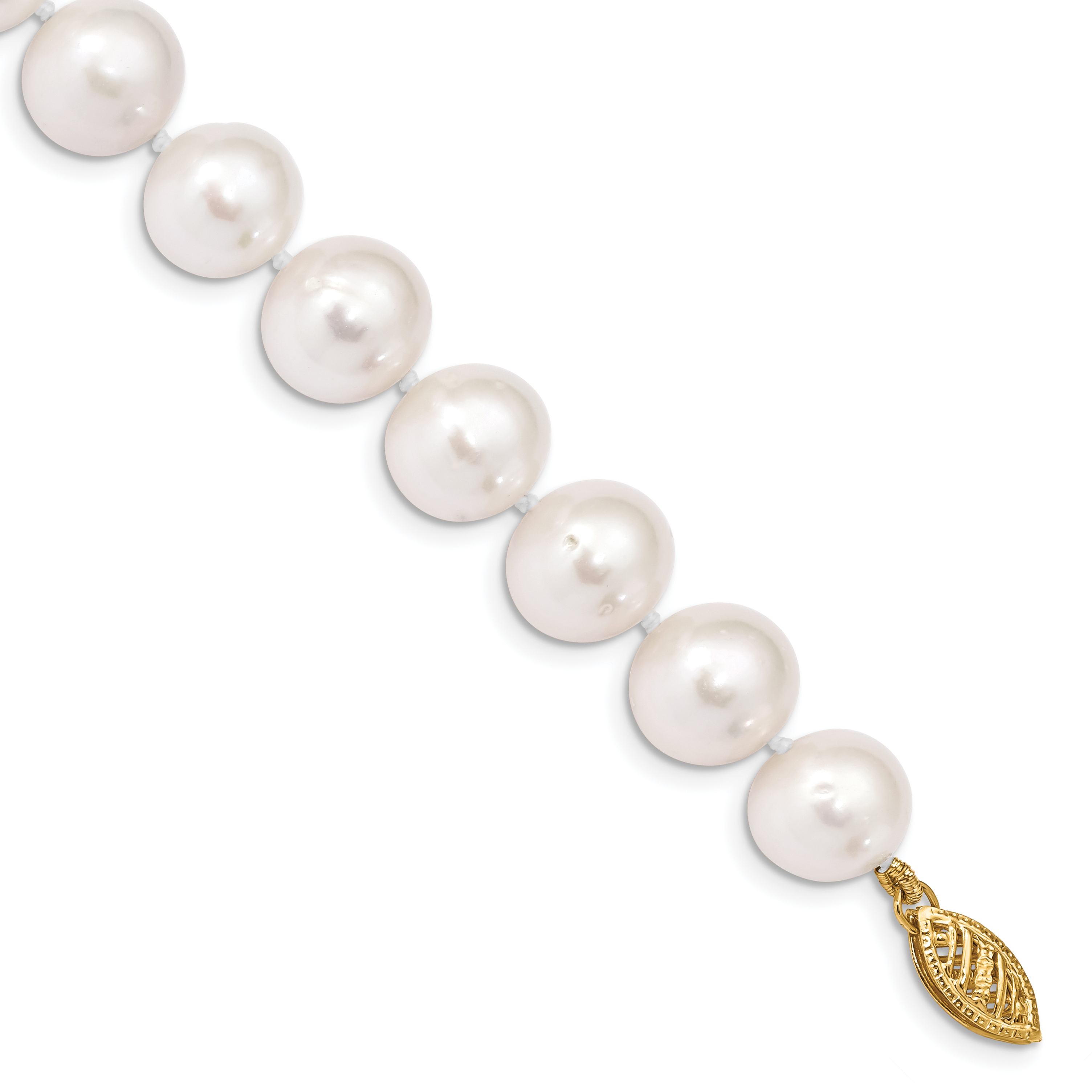 14k 10-11mm White Near-Round Freshwater Cultured Pearl 7.5 inch Bracelet (WPN100-7.5)