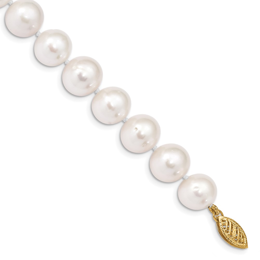 14k 10-11mm White Near-Round Freshwater Cultured Pearl 7.5 inch Bracelet (WPN100-7.5)
