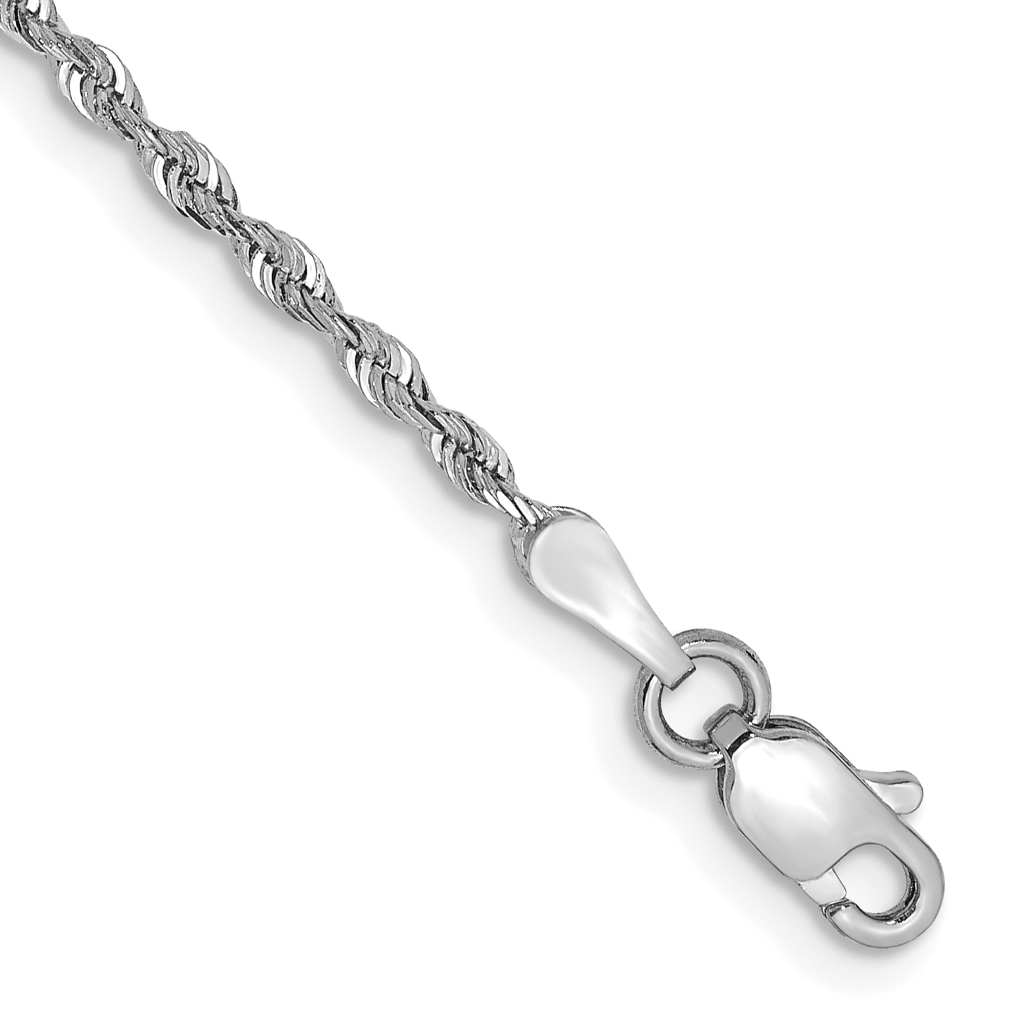 14K White Gold 10 Inch 1.85mm Diamond-cut Quadruple Rope Lobster Clasp Chain (WQT014-10)
