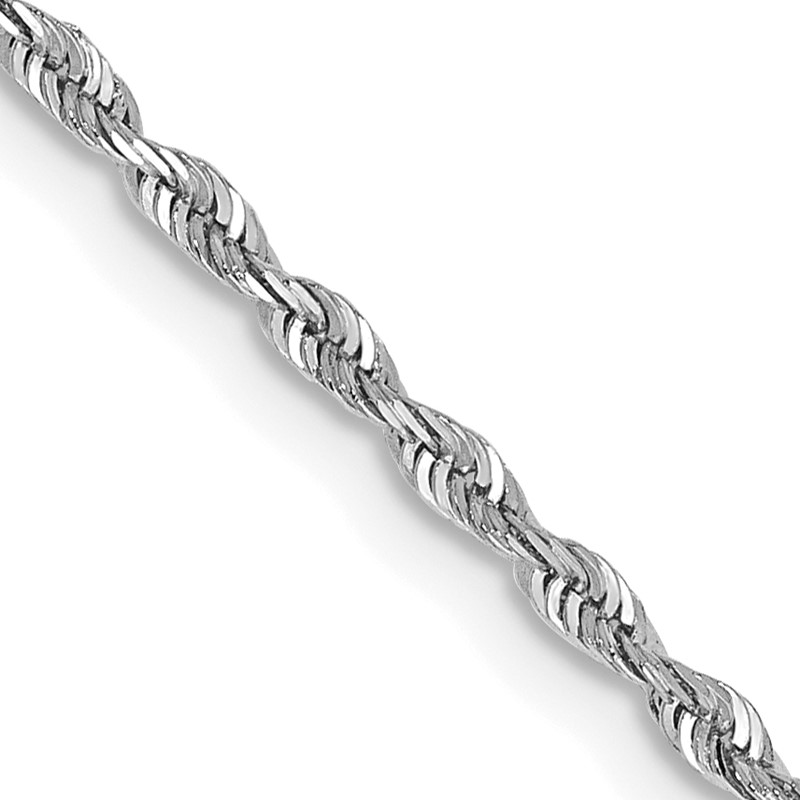 14K White Gold 18 Inch 1.85mm Diamond-cut Quadruple Rope Lobster Clasp Chain