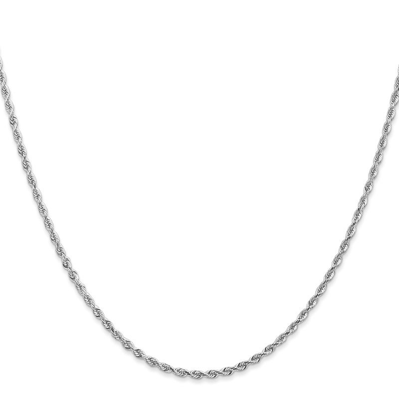 14K White Gold 20 Inch 2mm Diamond-cut Quadruple Rope Lobster Clasp Chain