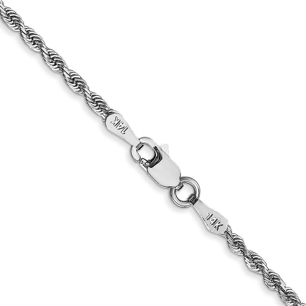14K White Gold 24 Inch 2mm Diamond-cut Quadruple Rope Lobster Clasp Chain (WQT016-24)