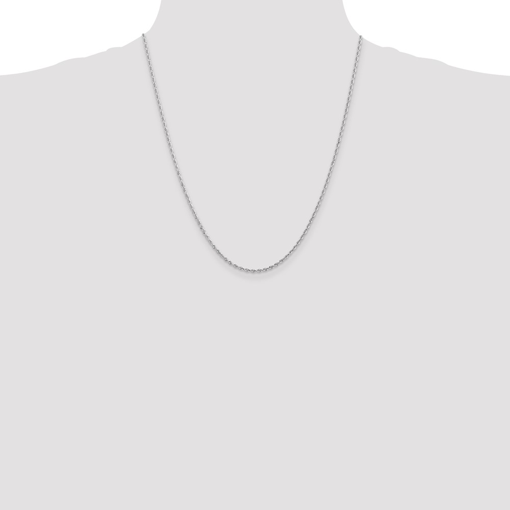 14K White Gold 22 Inch 2mm Diamond-cut Quadruple Rope Lobster Clasp Chain (WQT016-22)