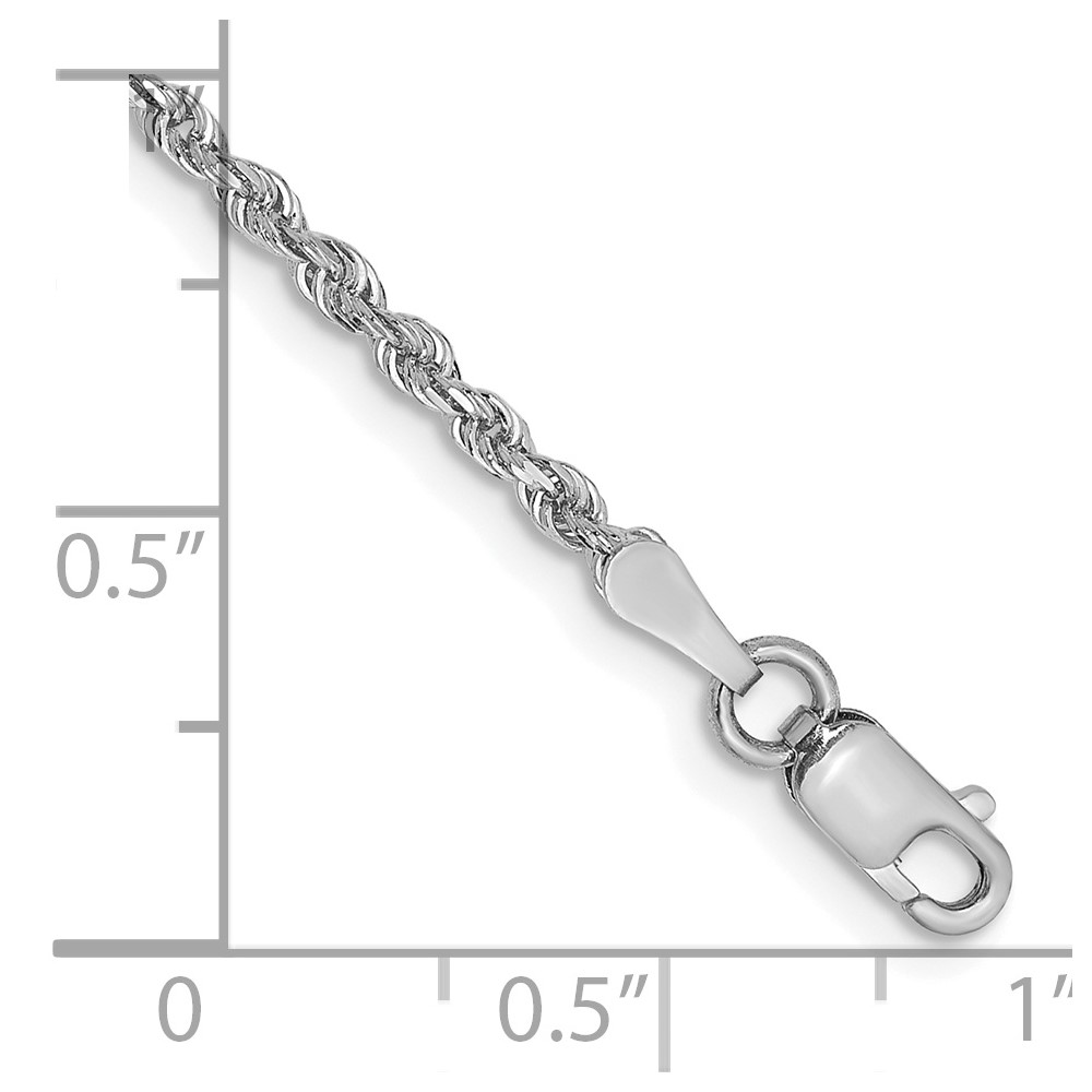 14K White Gold 10 Inch 2mm Diamond-cut Quadruple Rope Lobster Clasp Chain (WQT016-10)